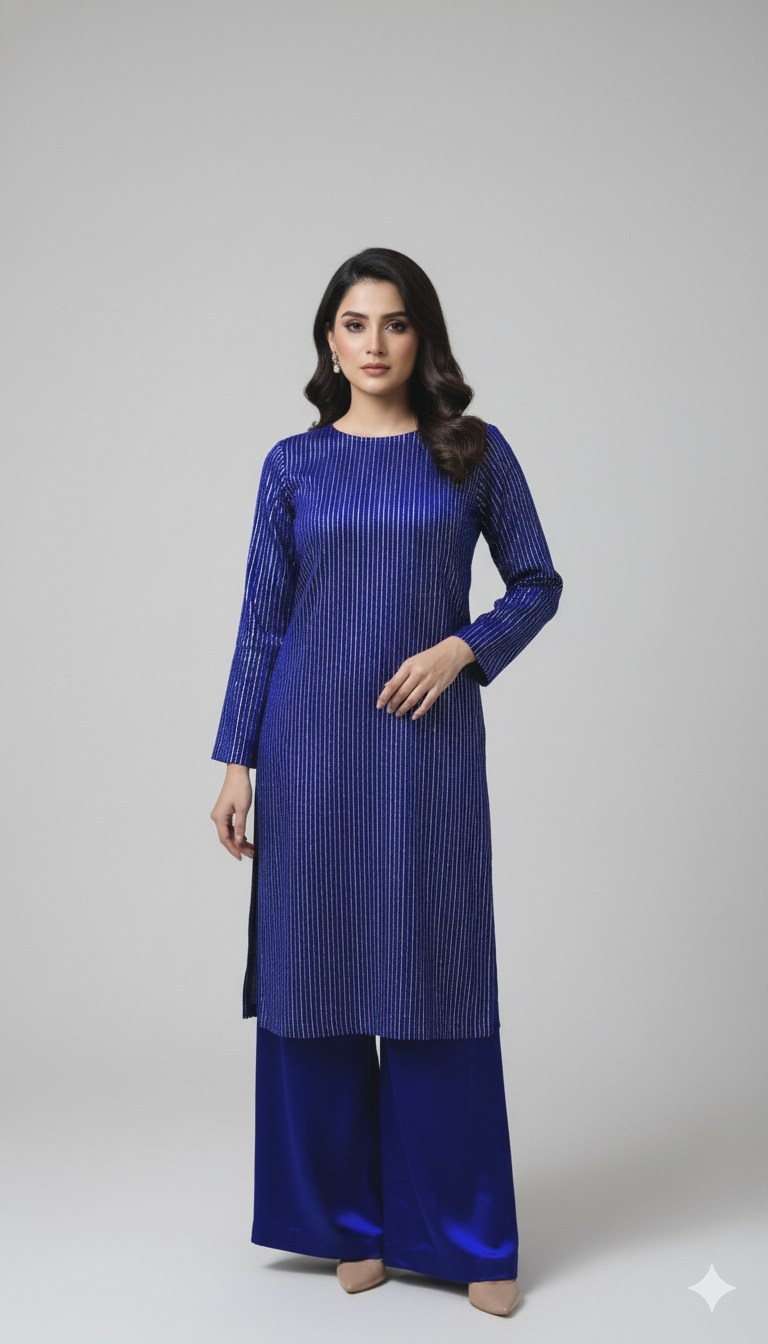 🥳 Sale Sale M-5718  Imported korean Kotrai Zaree Velvet Shirt & Korean Shesha Velvet Truzer 2pc