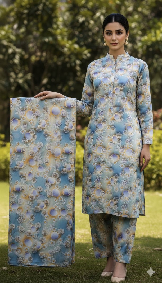 😱 New arrivals in Market M-5706  Imported Luxury 5-D Stone Lelin Same print Shirt & Truzer 2pc Most High demanding