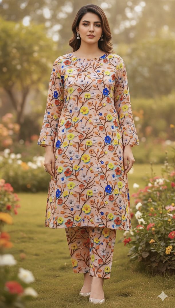 😱 New arrivals in Market M-5705  Imported Luxury 5-D Stone Lelin Same print Shirt & Truzer 2pc Most High demanding