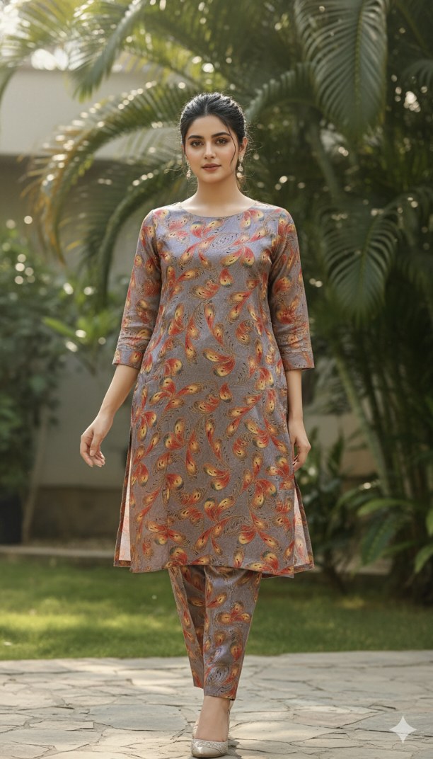 🥳 Sale Sale M-5769  Imported Luxury American Zaree Mate Finish Valvet Same print Shirt& Truzer 2pc