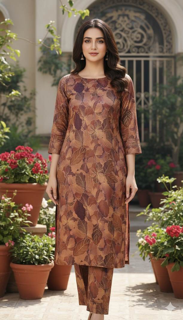 🥳 Sale Sale M-5767  Imported Luxury American Zaree Mate Finish Valvet Same print Shirt& Truzer 2pc