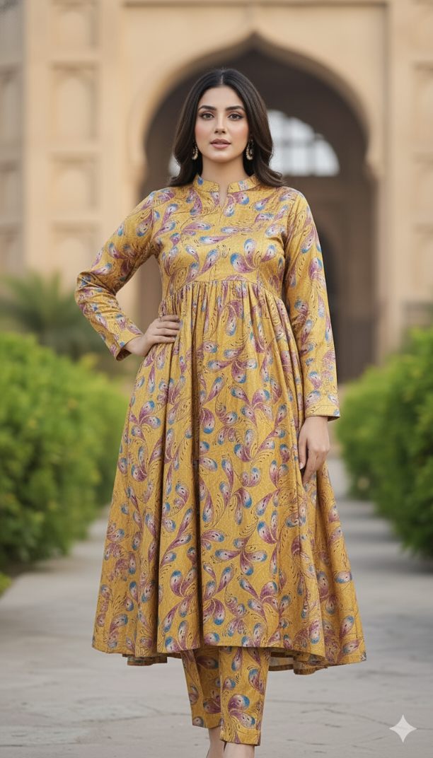 🥳 Sale Sale M-5766  Imported Luxury American Zaree Mate Finish Valvet Same print Shirt& Truzer 2pc