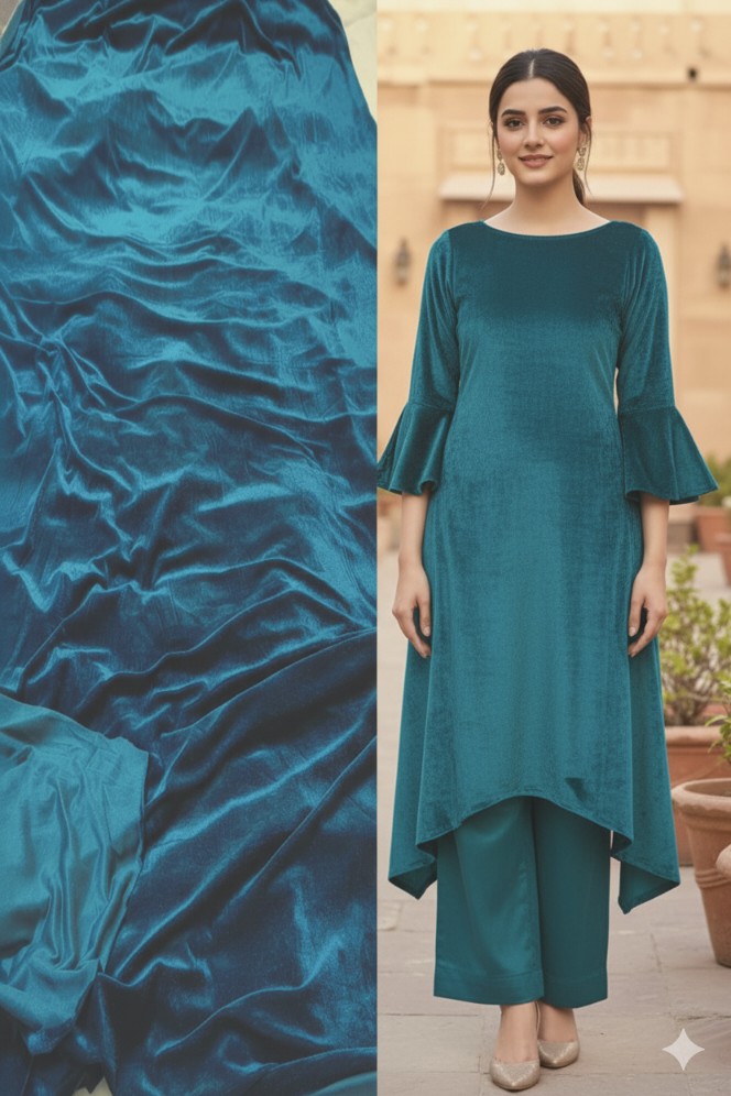 🥳 Sale Sale M-5751  Imported Spanish Sada Velvet Same print Shirt & Truzer 2pc