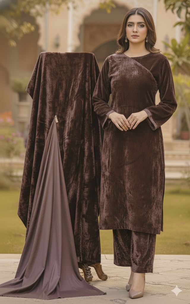 🥳 Sale Sale M-5750  Imported Spanish Sada Velvet Same print Shirt & Truzer 2pc