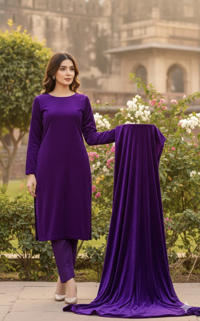 🥳 Sale Sale M-5749  Imported Spanish Sada Velvet Same print Shirt & Truzer 2pc