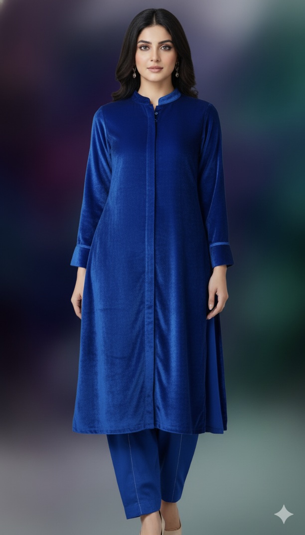 🥳 Sale Sale M-5747  Imported Spanish Sada Velvet Same print Shirt & Truzer 2pc