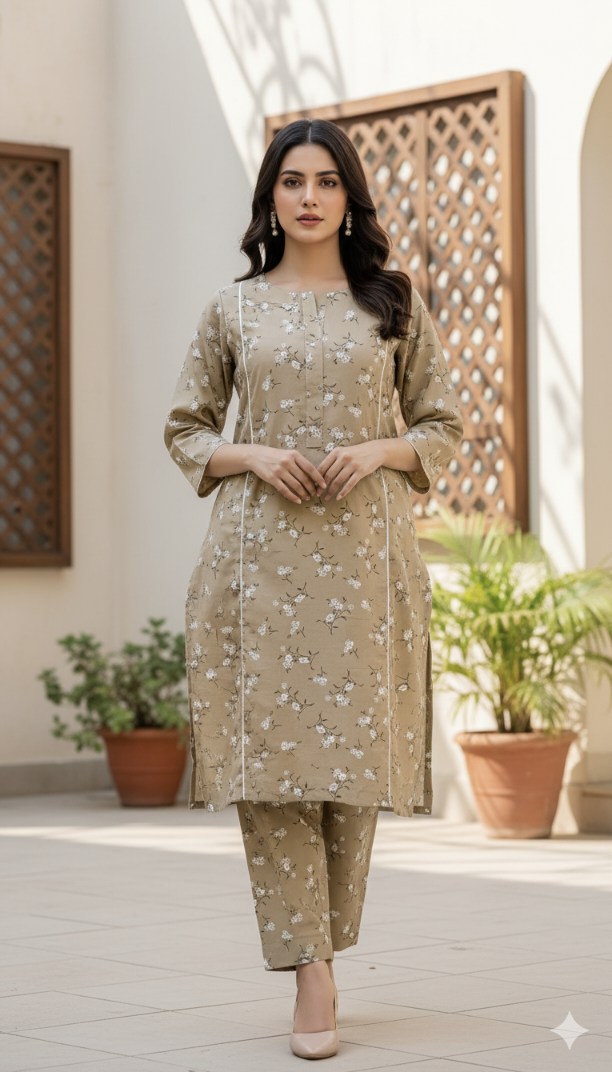 🥳 Sale Sale M-5841  Imported High quality Winter (Viscose Cotton) Same print Shirt & Truzer 2pc