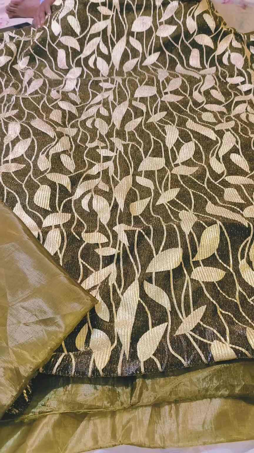 🥳 Sale Sale M-5934  Imported Fancy Double Toon Crushed Moon light Shirt & Kattan Silk Inner with Truzer