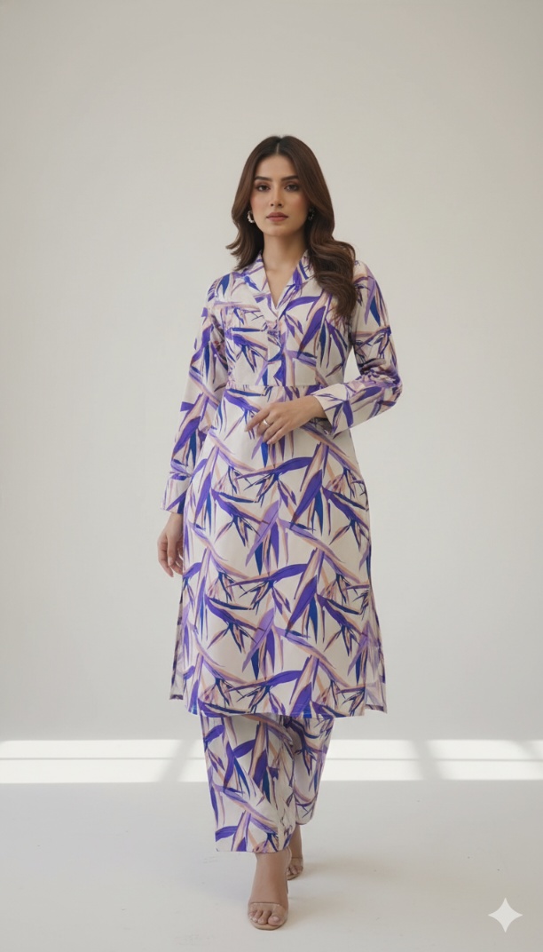 M-5977 Imported Most Luxurious (Korean Marina) Same print Shirt & Truzer 2pc