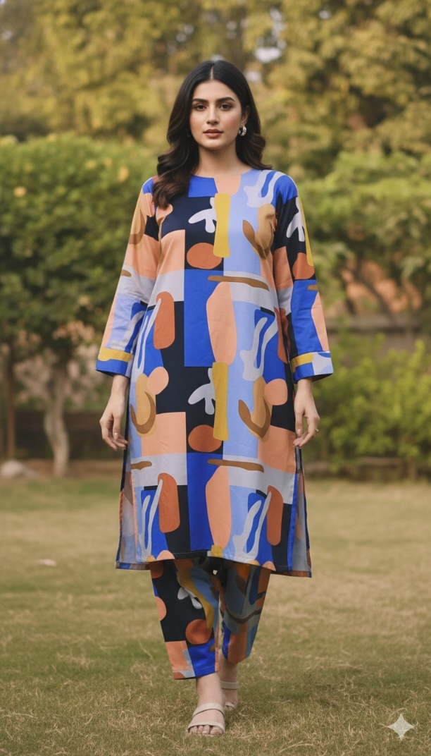 M-5975  Imported Most Luxurious (Korean Marina) Same print Shirt & Truzer 2pc