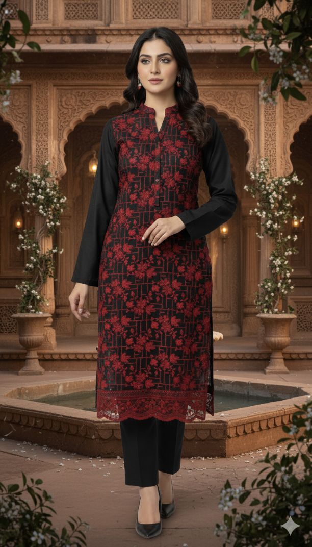 🥳 Sale Sale M-5962 Imported Breezy squance work Embroidery in karandi Soft Khadder stuff Shirt & Truzer 2pc