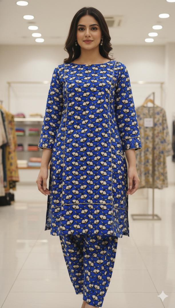 M-6002  Imported Digital Winter ☃️ Boutique Stone Lelin Same print Shirt & Truzer 2pc