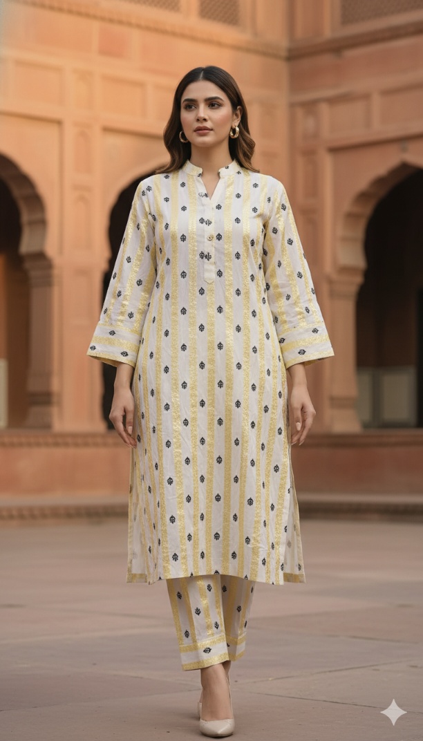 🥳 Sale Sale M-6093   Imported Rasham Gold Embroidery Cambric Stuff ( Winter+ Summer)only shirt -