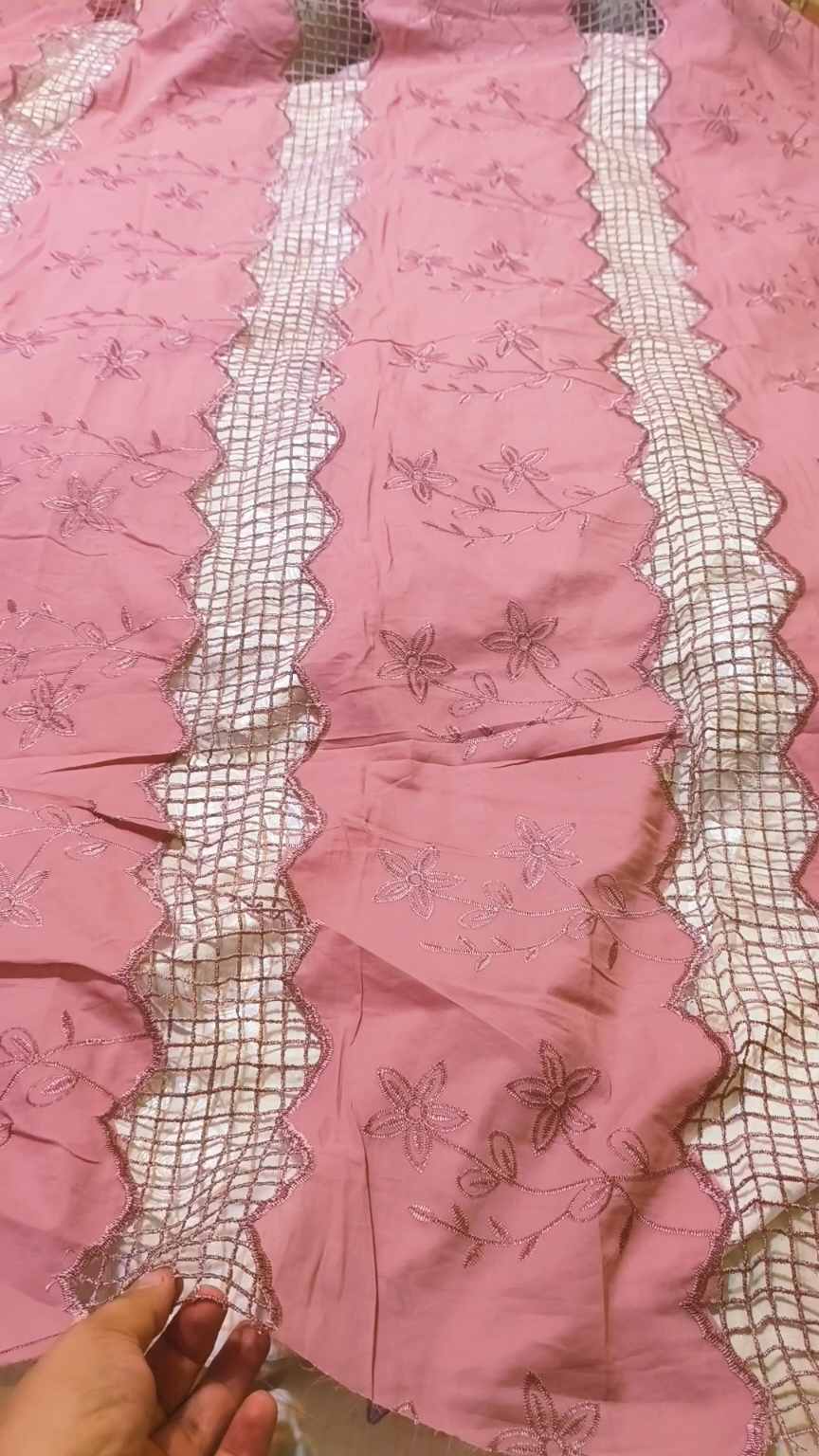 🥳 Sale Sale M-6080  Imported Shiffli Embroidery ChickenKari Cambric Stuff (Winter + Summer) only shirt -