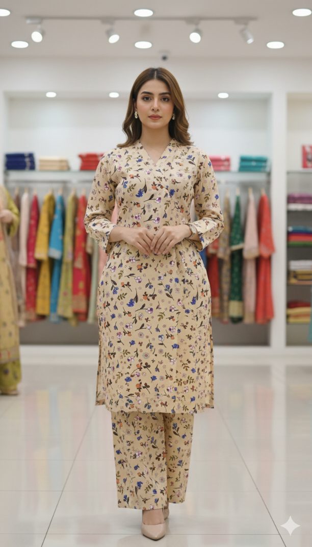 M-6051  Imported Most Luxurious (Korean Marina) Same print Shirt & Truzer 2pc -