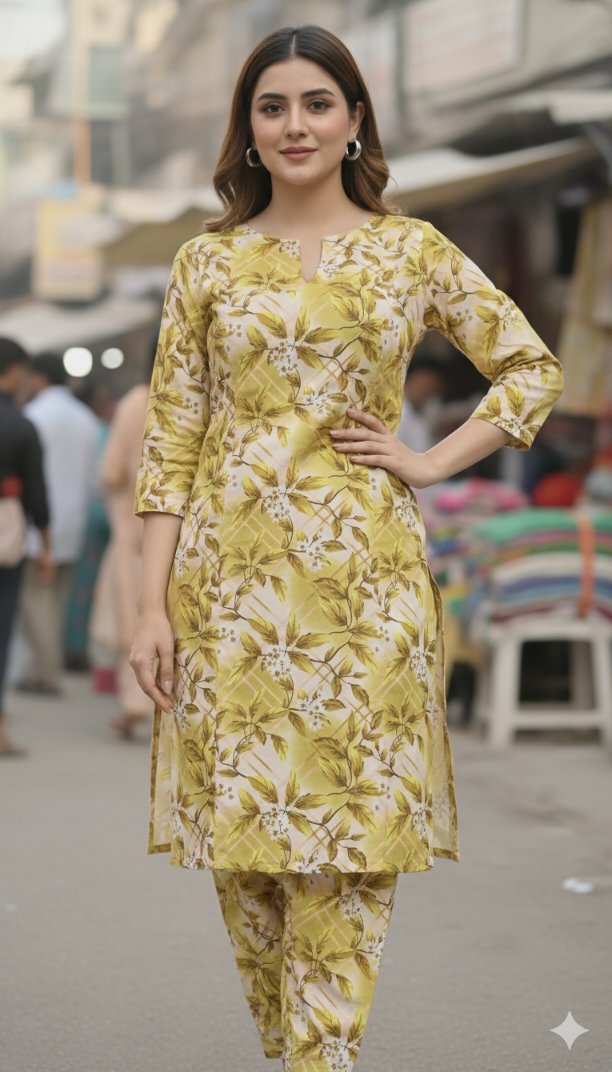 M-6030  Imported Luxury Korean Woolen Velvet Same print Shirt & Trouser 2pc