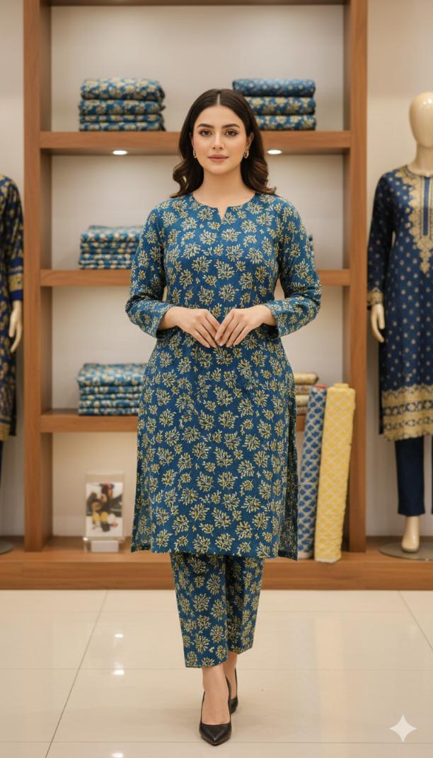 🥳 Sale Sale M-6078  Imported Digital Velvet Furr Same print Shirt & Truzer 2pc