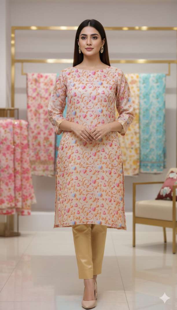 🥳 Sale Sale M-6164  Imported  5-D Shinny Silk with nago wali chen Shirt & Kattan Silk inner and trouser