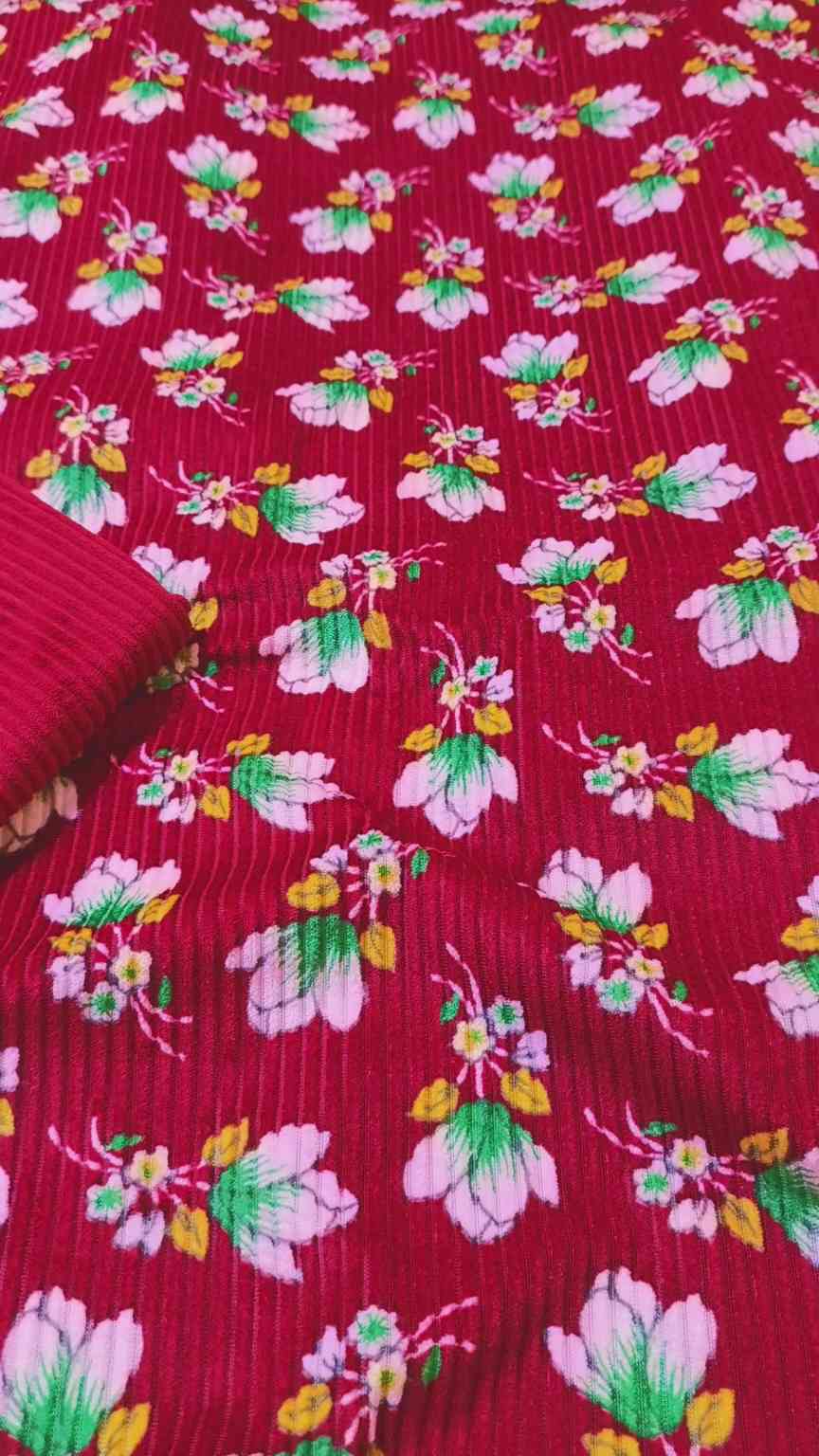 M-6222 Imported Korean Kotrai Velvet Furr Same Stuff Shirt& Truzer 2pc