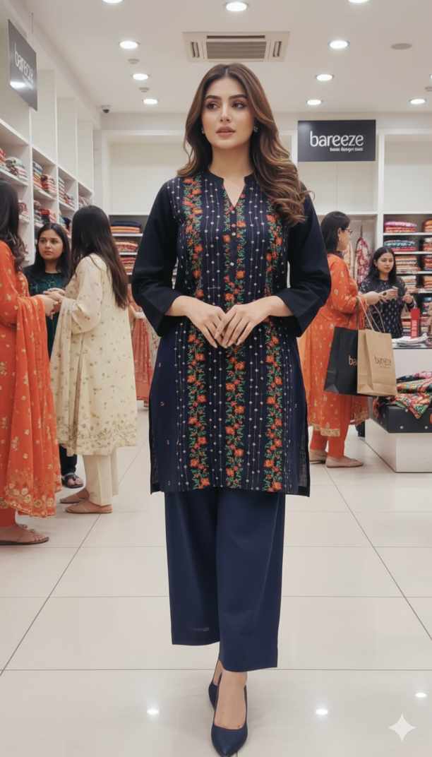 🥳 Sale Sale M-6306 Imported Breezy Embroidery in karandi Soft Khadder stuff Shirt & Truzer 2pc