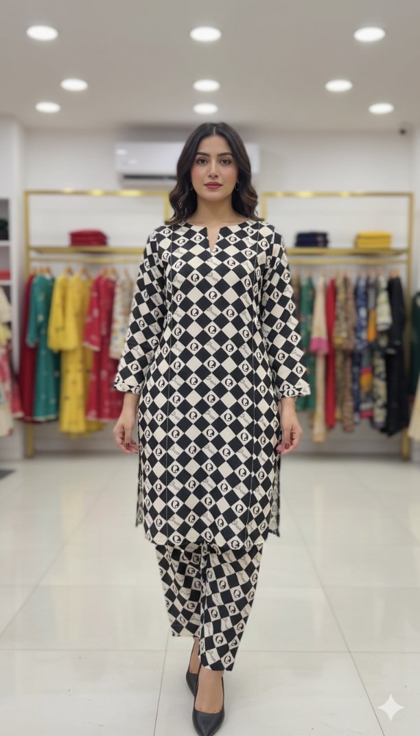 🥳 Sale Sale M-6373   Imported Digital Korean Georgette Same print Shirt & Truzer 2pc