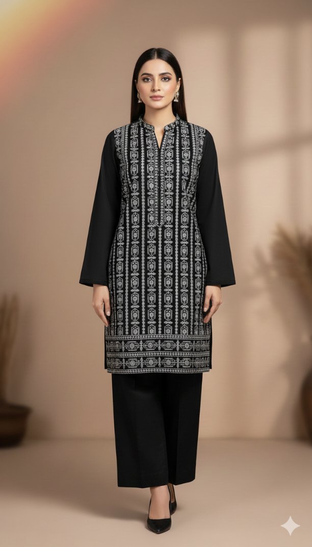 🥳 Sale Sale M-6412   Imported Breezy Embroidery in karandi Soft Khadder stuff Shirt & Truzer 2pc