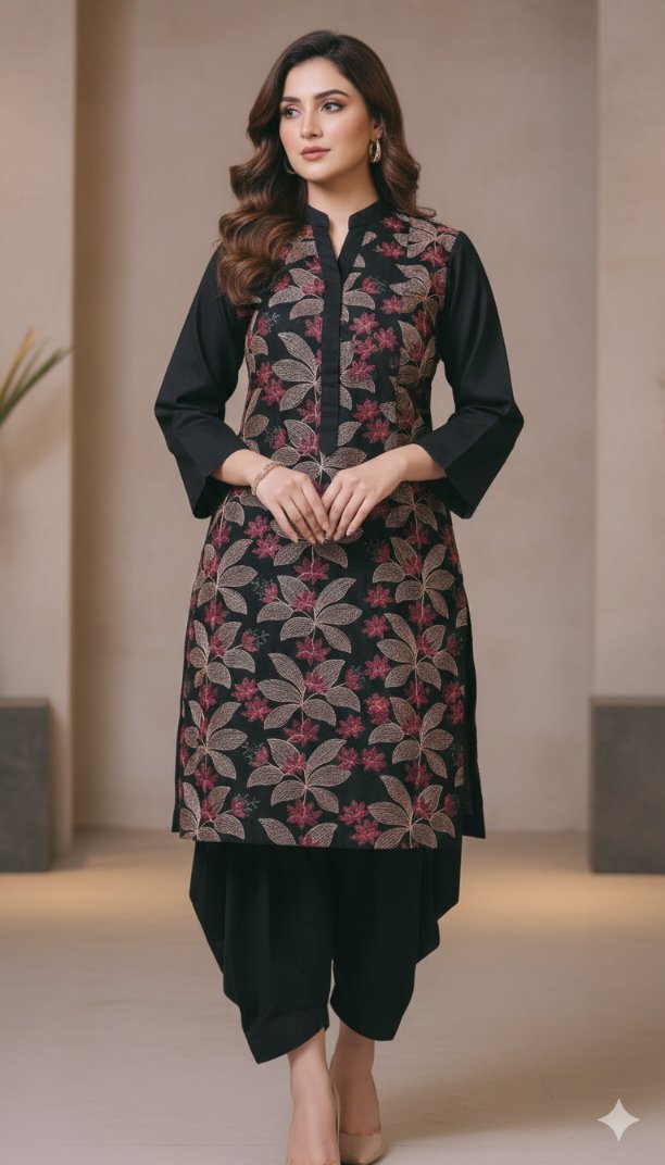 🥳 Sale Sale M-6410   Imported Breezy Embroidery in karandi Soft Khadder stuff Shirt & Truzer 2pc